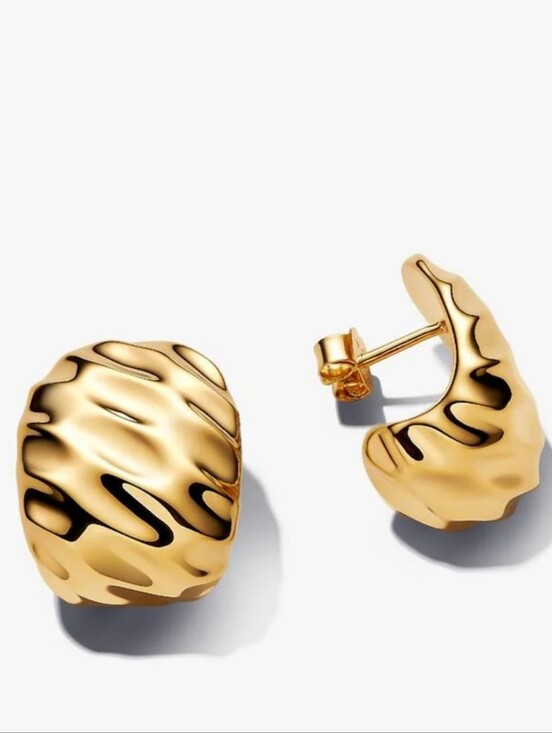 Pandora Jewelry - Pandora Rippled Wide Hoop Earrings